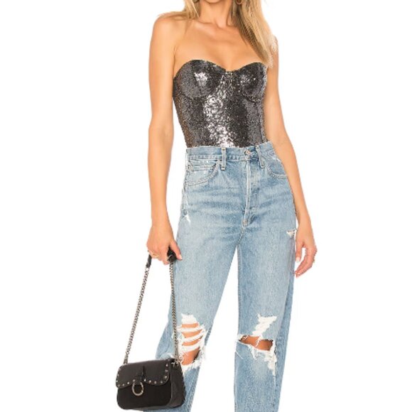 House of Harlow 1960 x REVOLVE Teri Sequin Bodysuit in Size Large Fully Lined - Picture 4 of 14